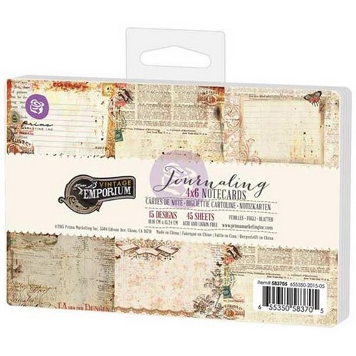 Prima Marketing - VINTAGE EMPORIUM 4x6 Notecards - kartičky