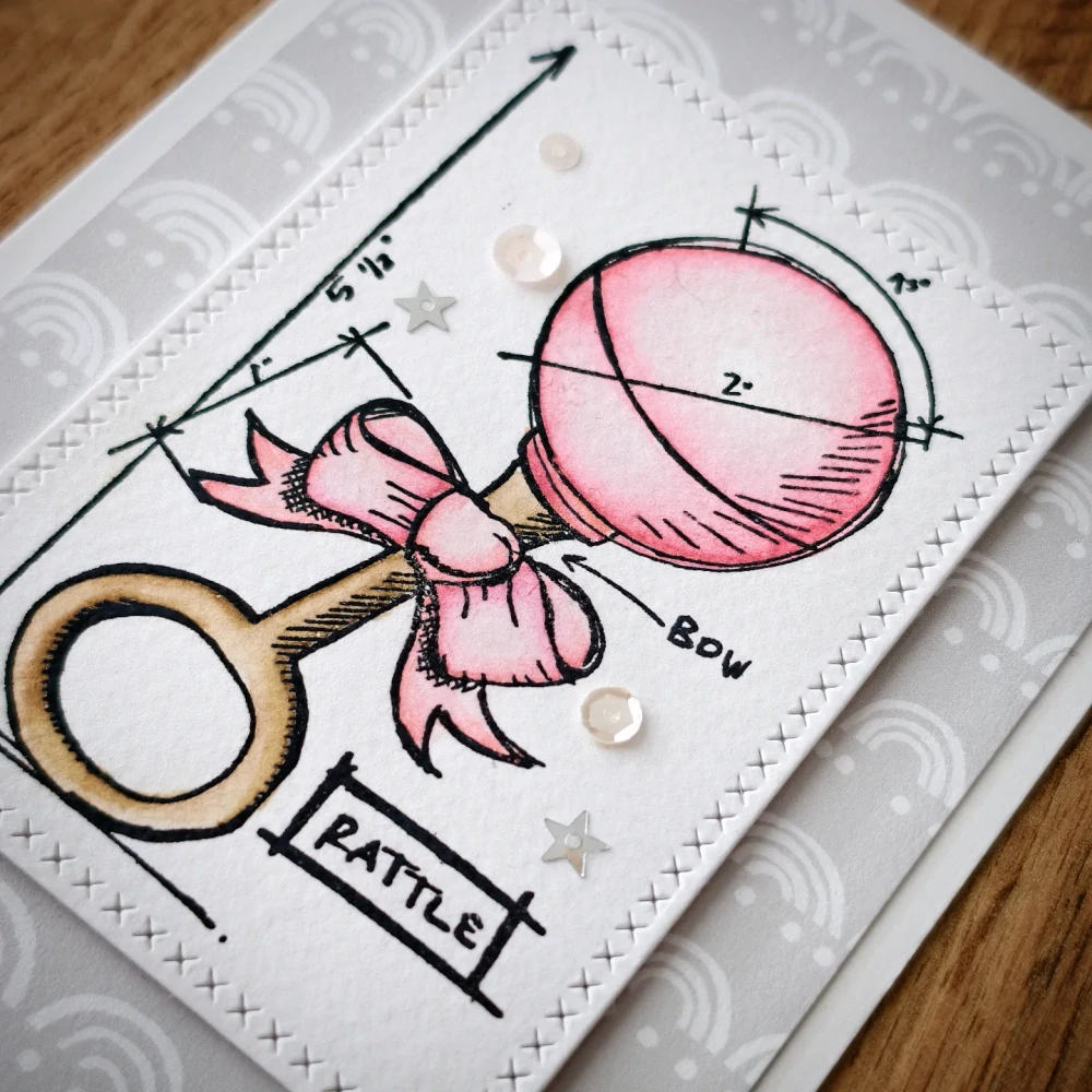 PŘÁNÍ K NAROZENÍ MIMINKA - pro holčičku s chrastítkem