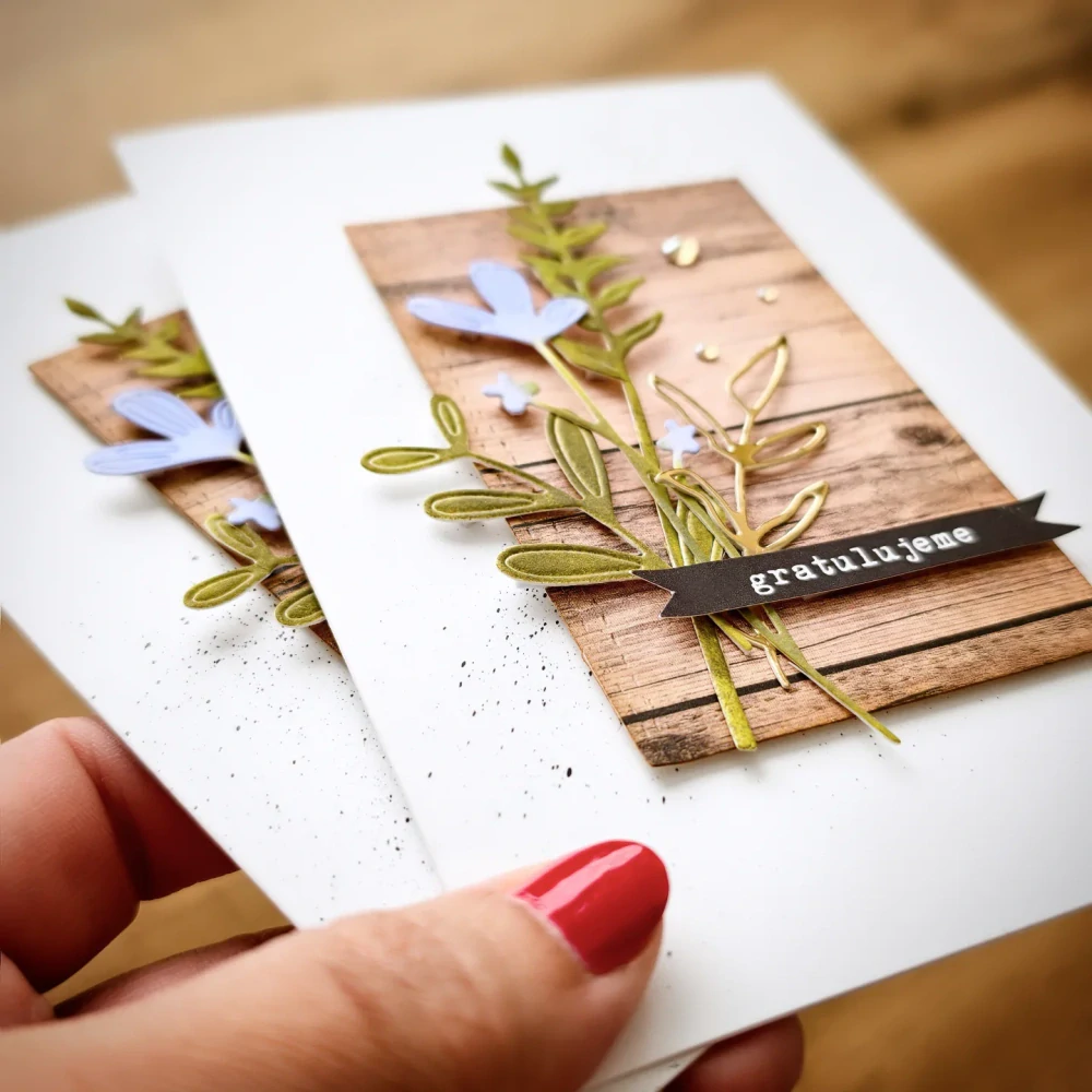 PŘÁNÍ K NAROZENINÁM - akvarelové kytičky na dřevě