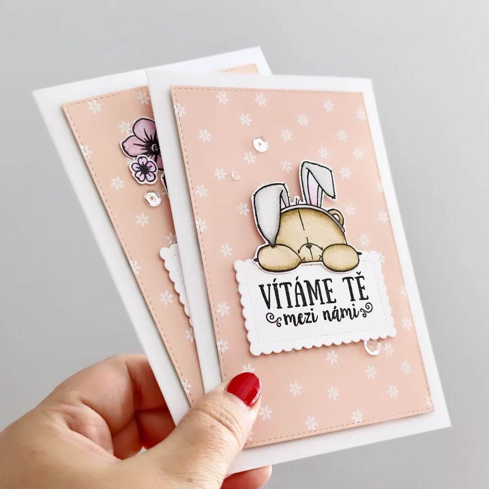 PŘÁNÍ K NAROZENÍ HOLČIČKY - s medvídkem