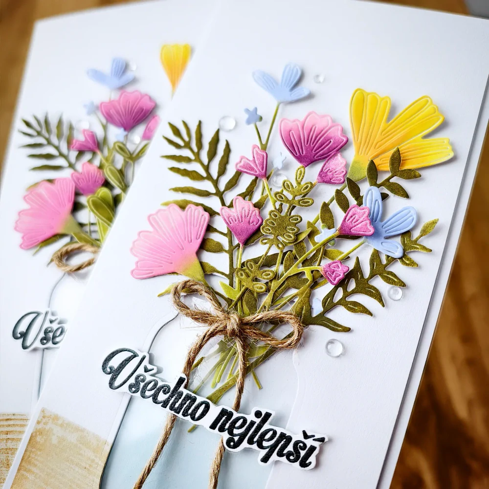 PŘÁNÍ K NAROZENINÁM - luční kvítí ve váze