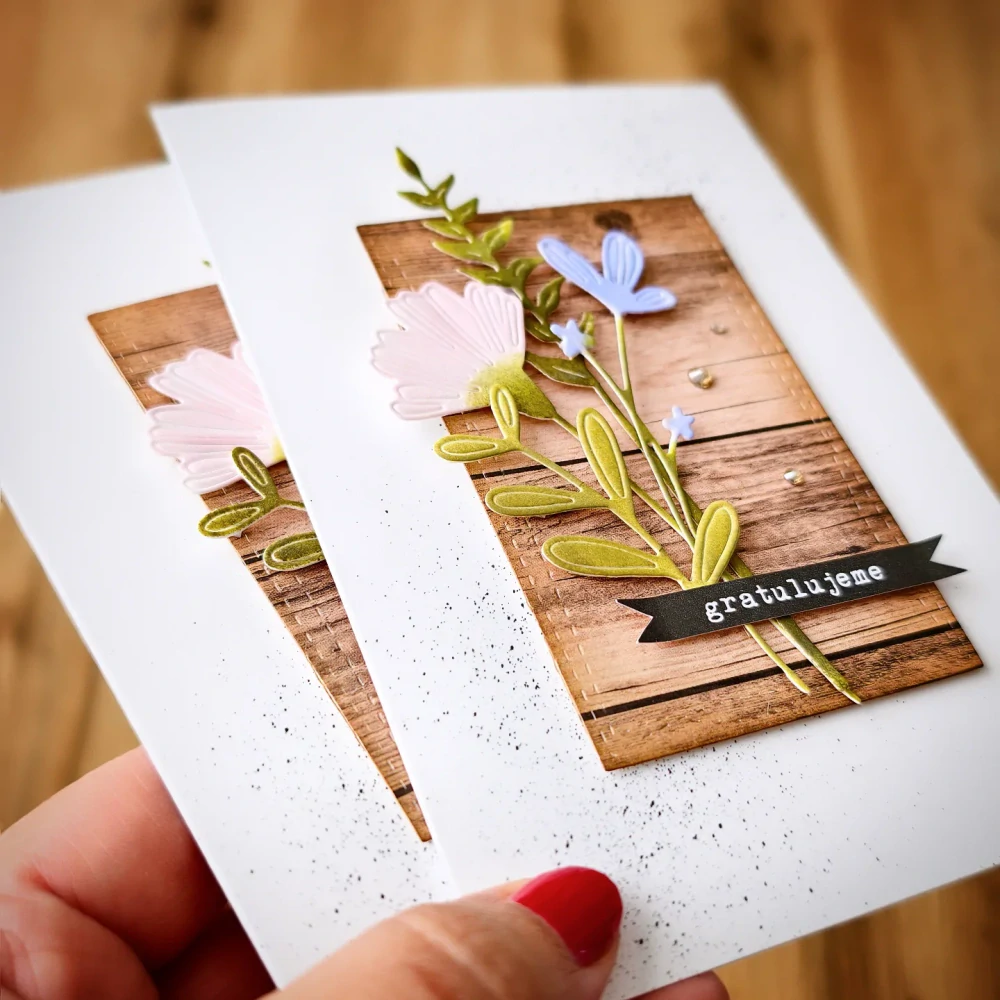 PŘÁNÍ K NAROZENINÁM - akvarelové kytičky na dřevě