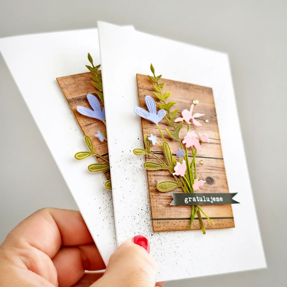 PŘÁNÍ K NAROZENINÁM - akvarelové kytičky na dřevě