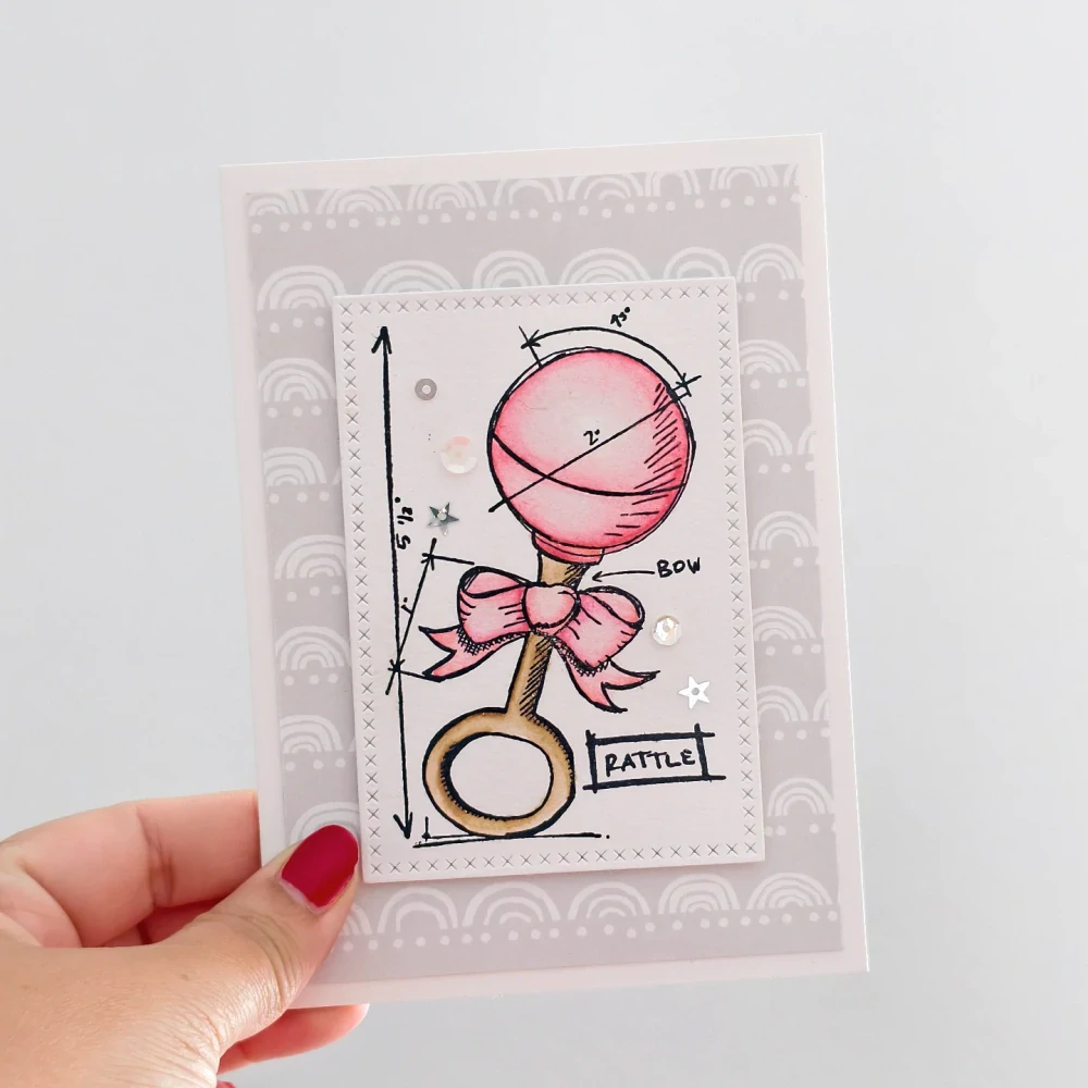 PŘÁNÍ K NAROZENÍ MIMINKA - pro holčičku s chrastítkem