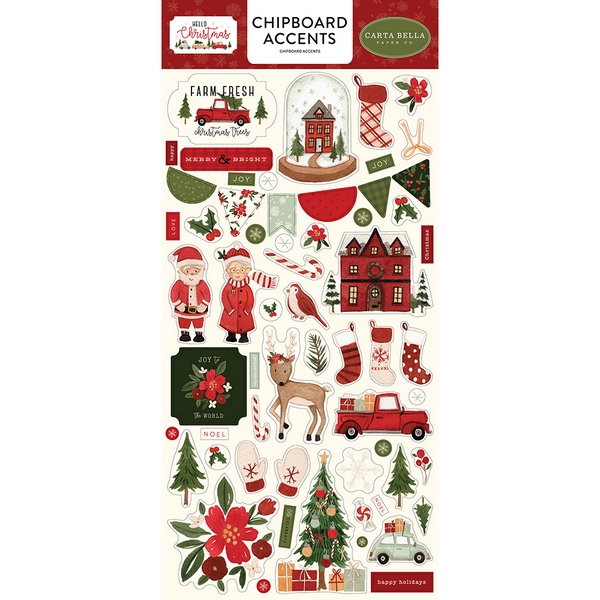 Carta Bella - HELLO CHRISTMAS Chipboard Accents - kartonové výřezy