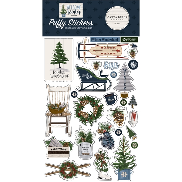 *** Carta Bella - WELCOME WINTER Puffy Stickers - 3D samolepky