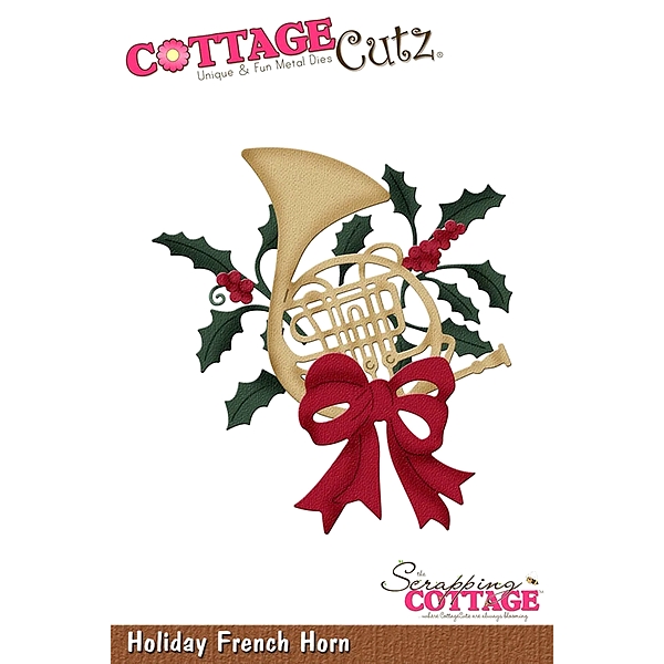 *** Cottage Cutz - HOLIDAY FRENCH HORN - vyřezávací šablona