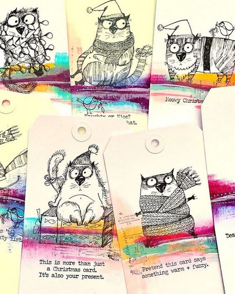 Tim Holtz - SNARKY CAT CHRISTMAS - cling razítka