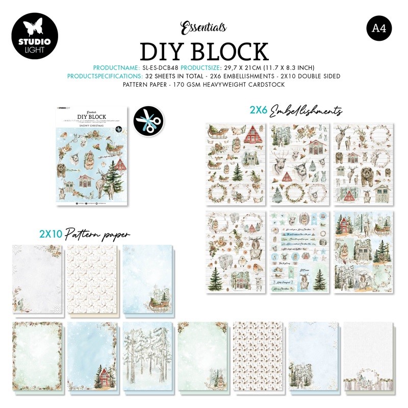 *** Studio Light - SNOWY CHRISTMAS DIY Block - kreativní sada