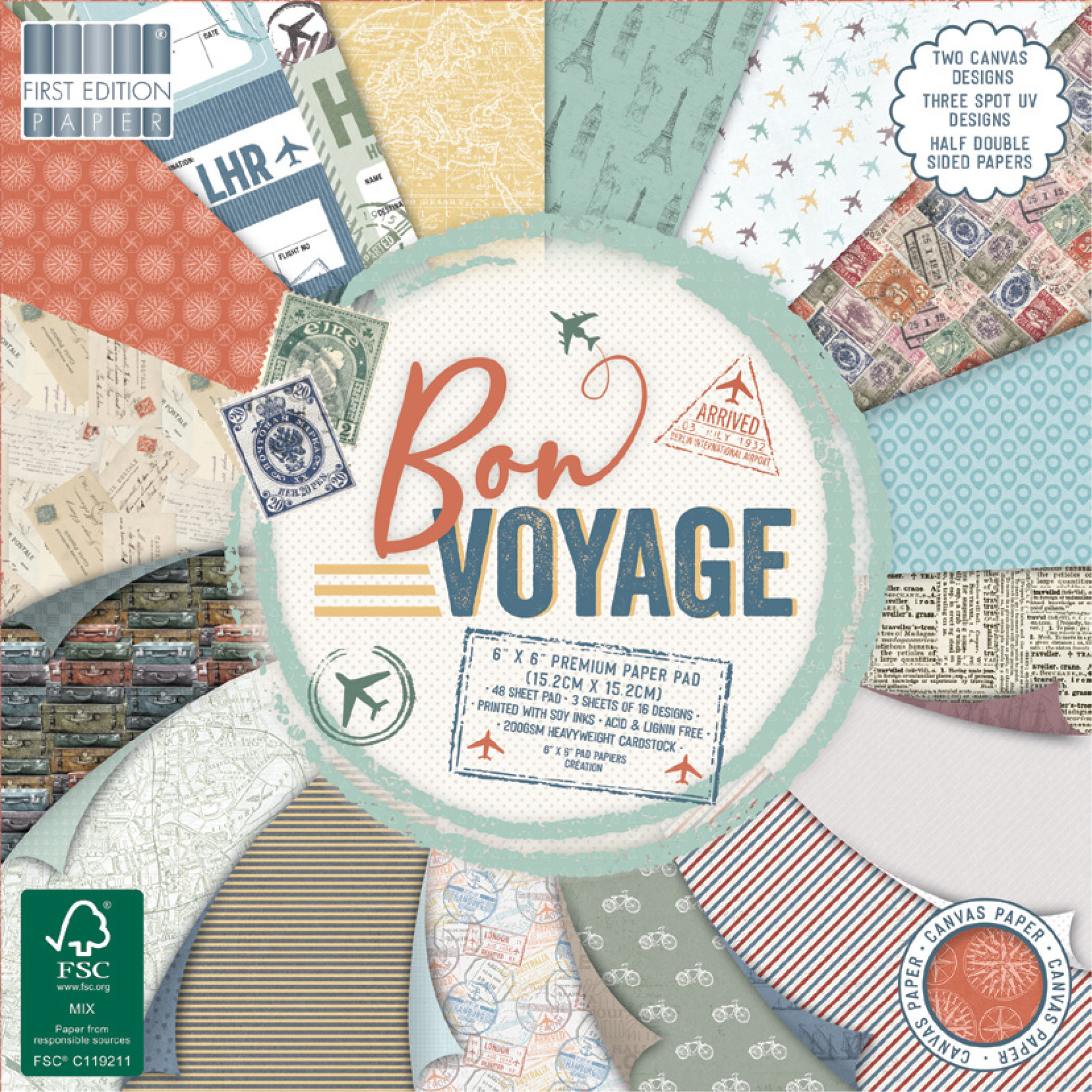 *** First Edition - BON VOYAGE 6x6 - scrapbookové čtvrtky (48 ks)