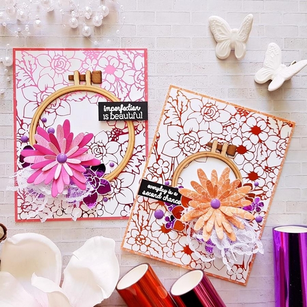 Spellbinders - HOTFOIL STAMP / FLOWER PATTERN - kovové razítko