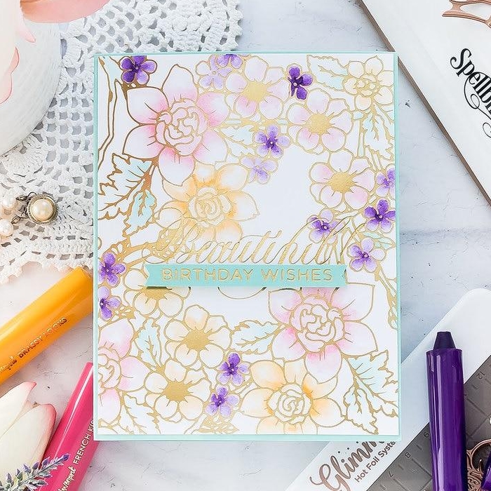 Spellbinders - HOTFOIL STAMP / FLOWER PATTERN - kovové razítko