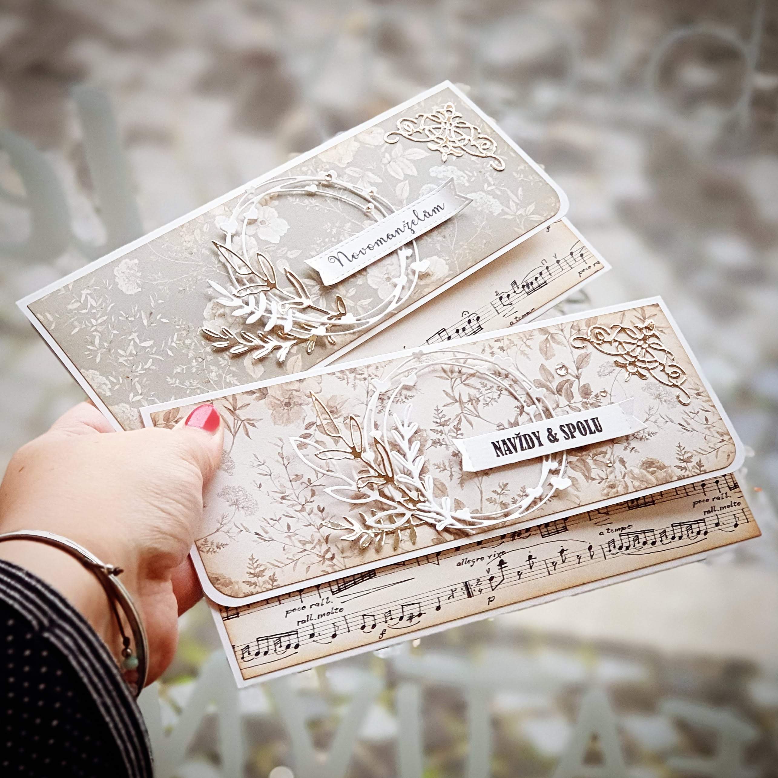 SVATEBNÍ OBÁLKA NA PENÍZE - se zlatými detaily Belle Fleur