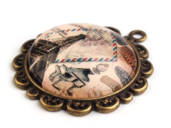 Kovový přívěsek (220524) - PARIS 4 (1 ks) / staromosaz