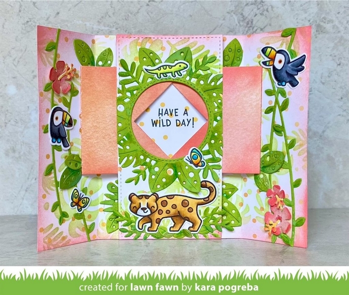 Lawn Fawn - TROPICAL LEAVES 6x6 - šablona / maska