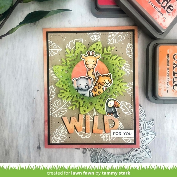 Lawn Fawn - TROPICAL LEAVES 6x6 - šablona / maska