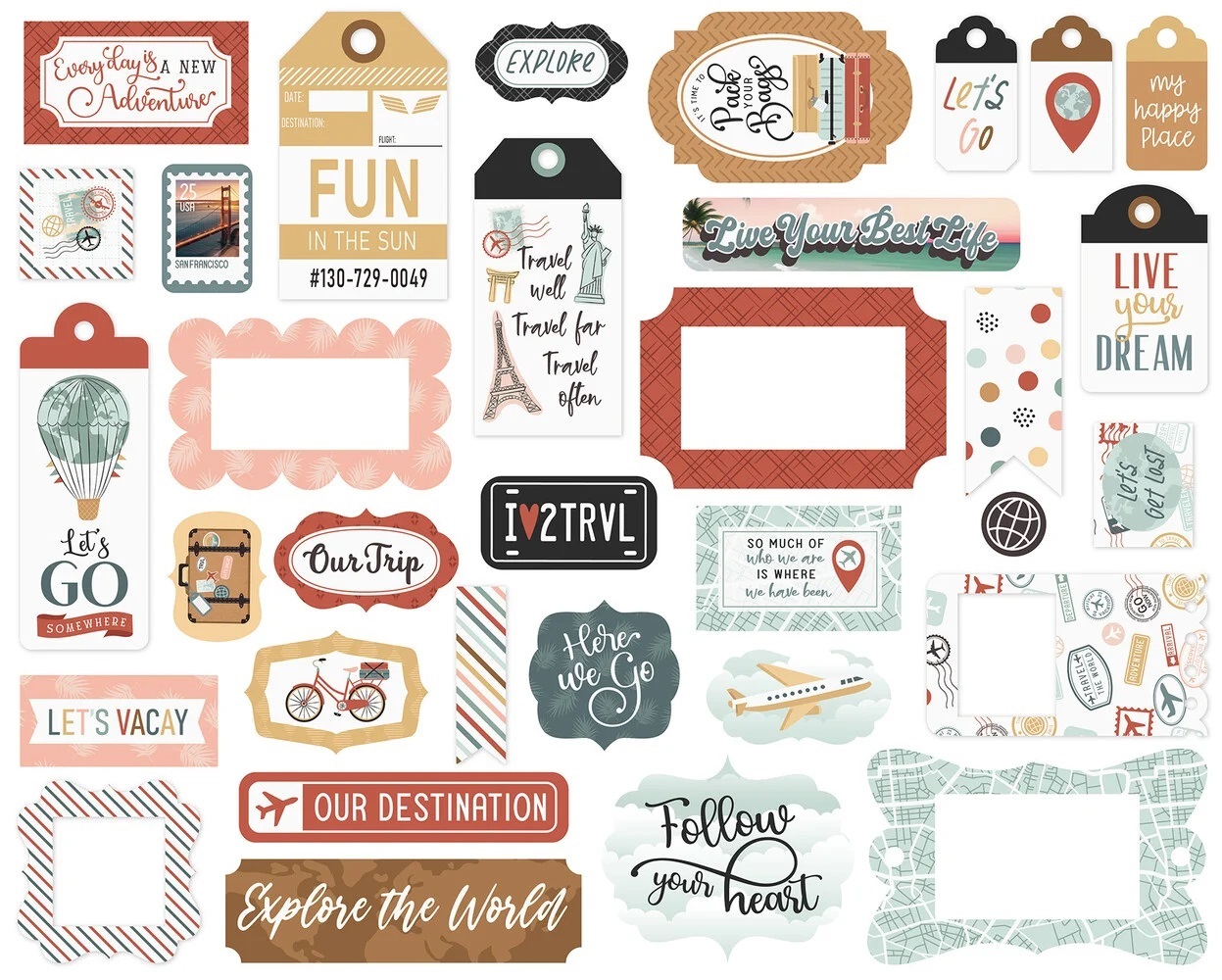 Echo Park - LET´S TAKE THE TRIP Frames & Tags - papírové výřezy