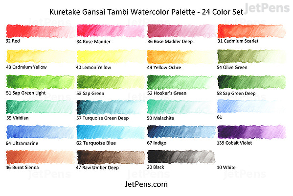 Kuretake - GANSAI TAMBI WATERCOLOR SET (24 ks) - akvarelové barvy