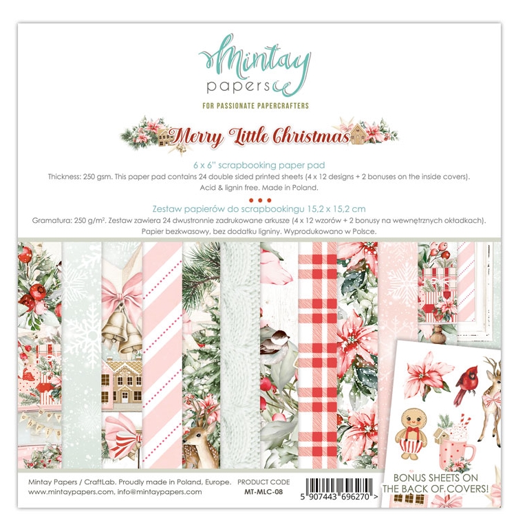 *** Mintay - MERRY LITTLE CHRISTMAS 6x6 - scrapbookové čtvrtky