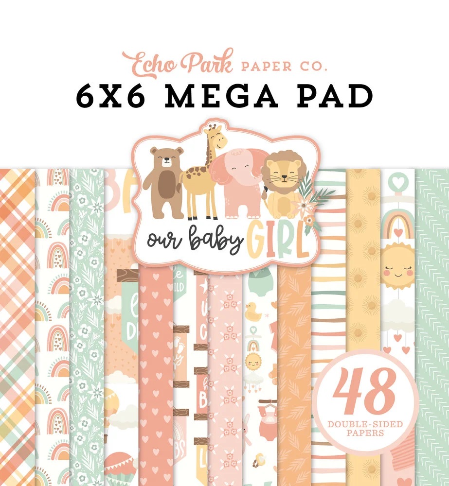 Echo Park - OUR BABY GIRL Mega Pad 6x6 - scrapbookové čtvrtky