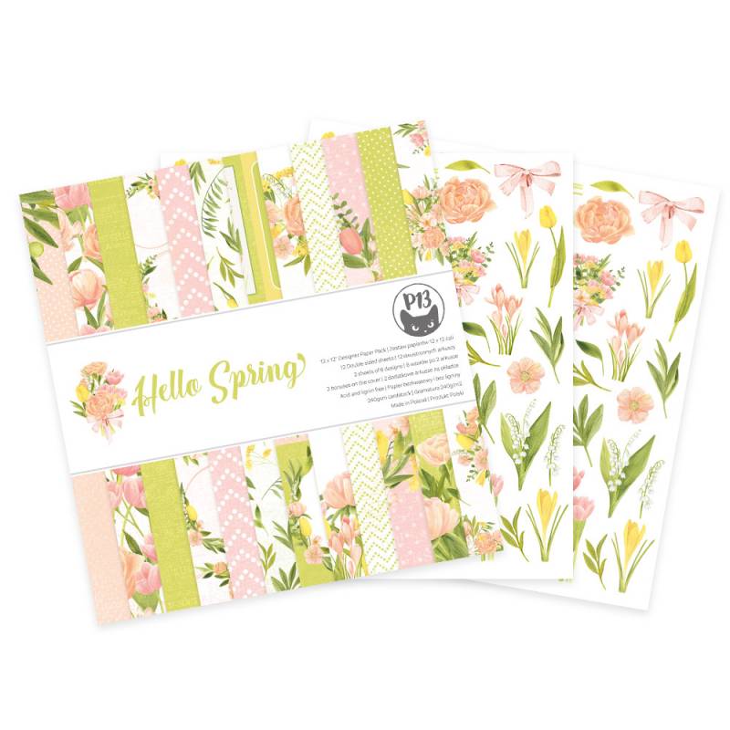 *** P13 - HELLO SPRING 12x12 - scrapbookové čtvrtky