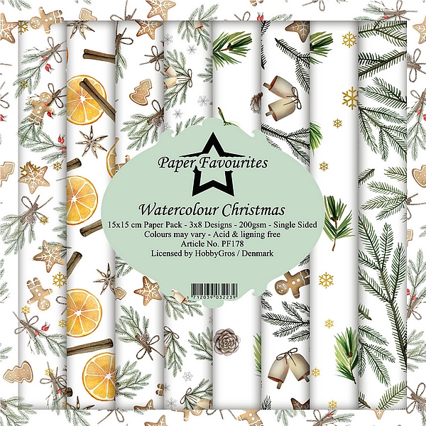 Paper Favourites - WATERCOLOUR CHRISTMAS 6x6 - scrapbookové čtvrtky