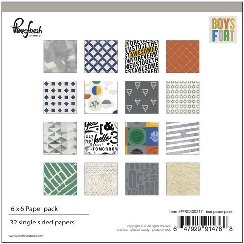 *** Pinkfresh Studio - BOYS FORT 6x6 - scrapbookové čtvrtky