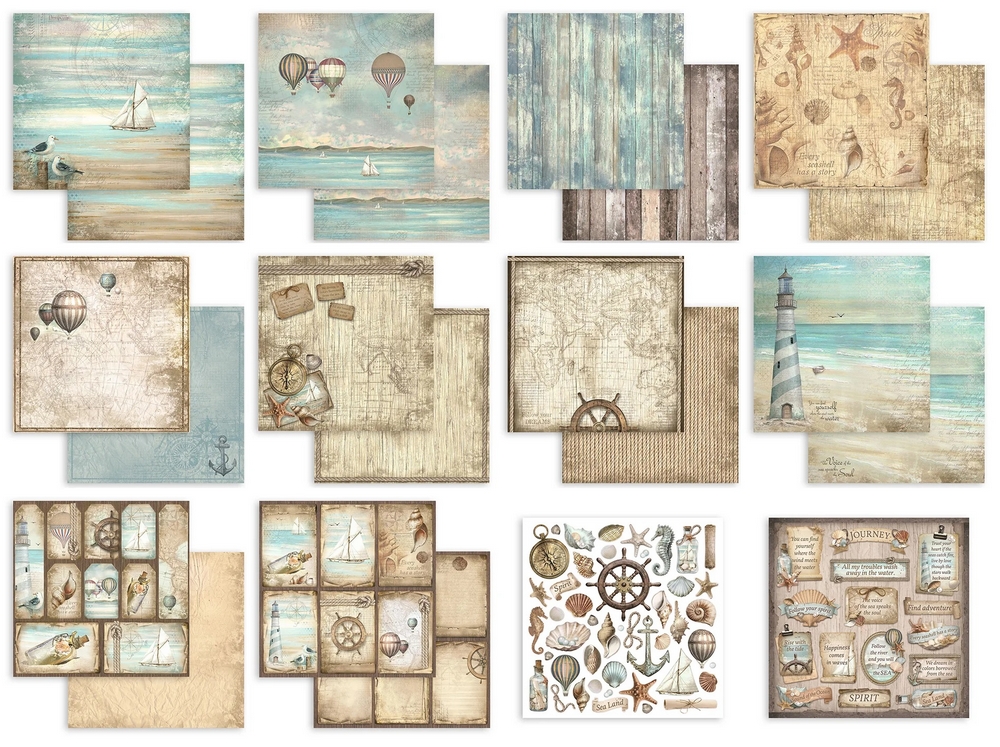Stamperia - SEA LAND 8x8 - scrapbookové papíry