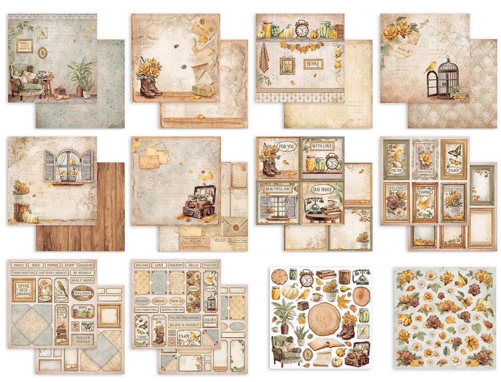 Stamperia - GOLDEN HARMONY 8x8 - scrapbookové papíry