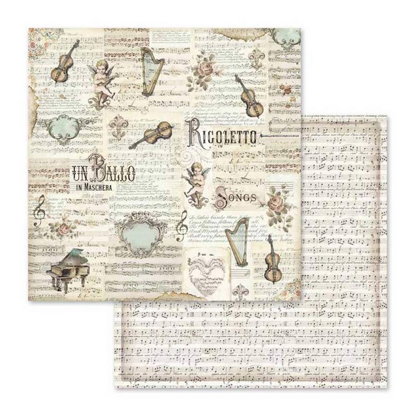 Stamperia - MUSIC 8x8 - scrapbookové papíry (10 ks)