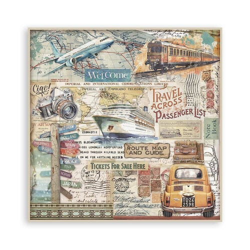 Stamperia - ART OF TRAVELLING MAXI PAD 8x8 - scrapbookové papíry