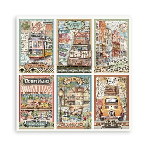Stamperia - ART OF TRAVELLING MAXI PAD 8x8 - scrapbookové papíry