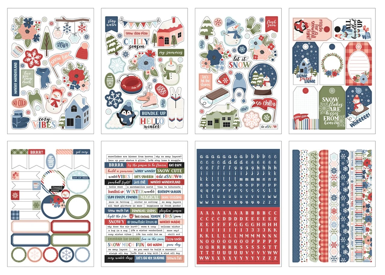 Echo Park - CHILLING WITH MY SNOWMIES Sticker Book - samolepky (1/2 sady)