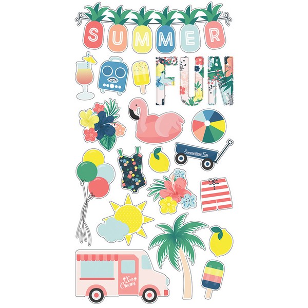Simple Stories - SUNSHINE & BLUE SKIES Chipboards - kartonové samolepky