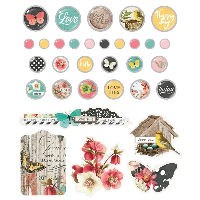 Simple Stories - SIMPLE VINTAGE COTTAGE FIELDS Decorative Brads - ozdobné svorky