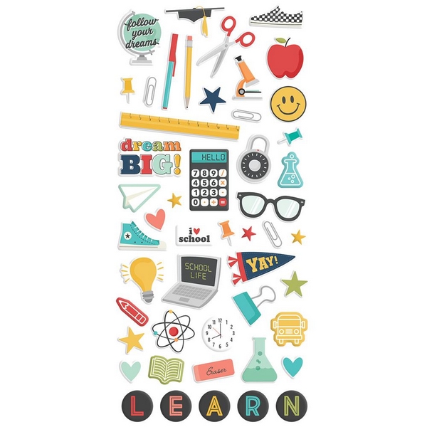 Simple Stories - SCHOOL LIFE Puffy Stickers - 3D samolepky
