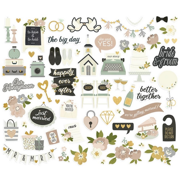 Simple Stories - HAPPILY EVER AFTER Bits & Pieces - papírové výřezy