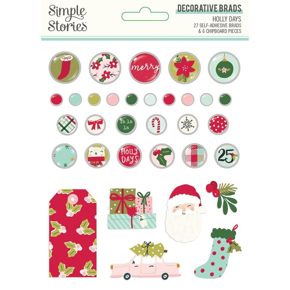 *** Simple Stories - HOLLY DAYS Decorative Brads - ozdobné svorky
