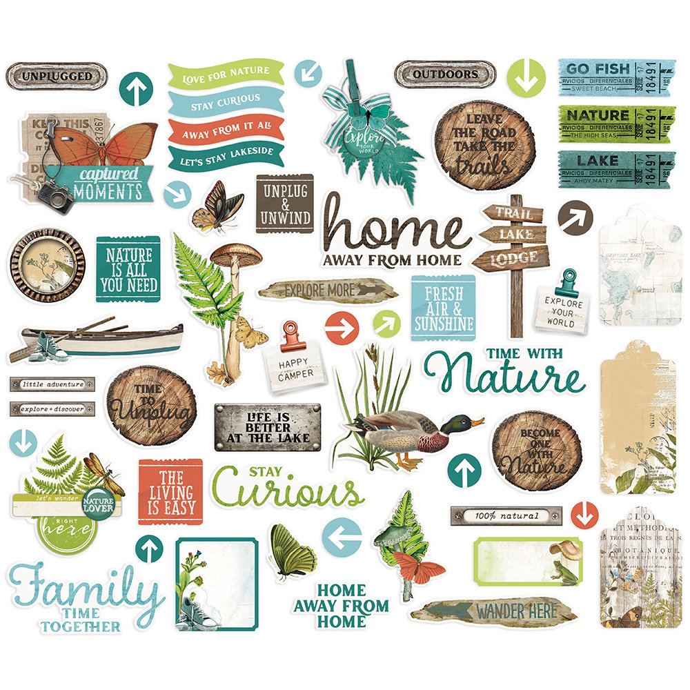 Simple Stories - SIMPLE VINTAGE LAKESIDE Bits & Pieces - papírové výřezy