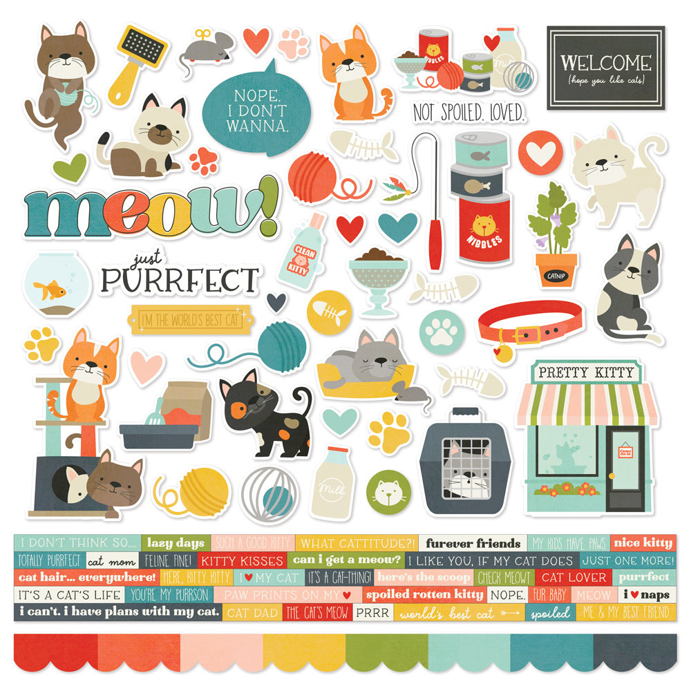 Simple Stories - PET SHOPPE / CAT Combo Stickers - samolepky