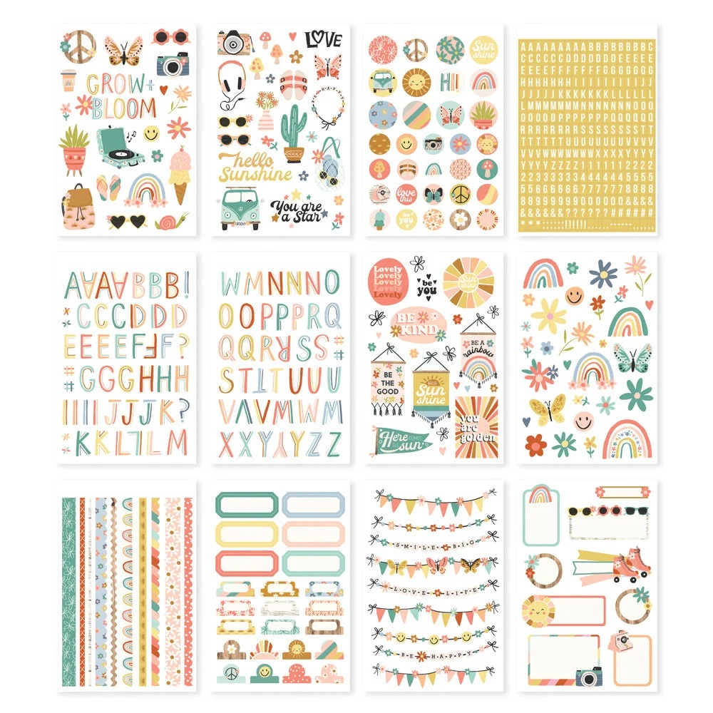 Simple Stories - BOHO SUNSHINE Sticker Book - diářové samolepky