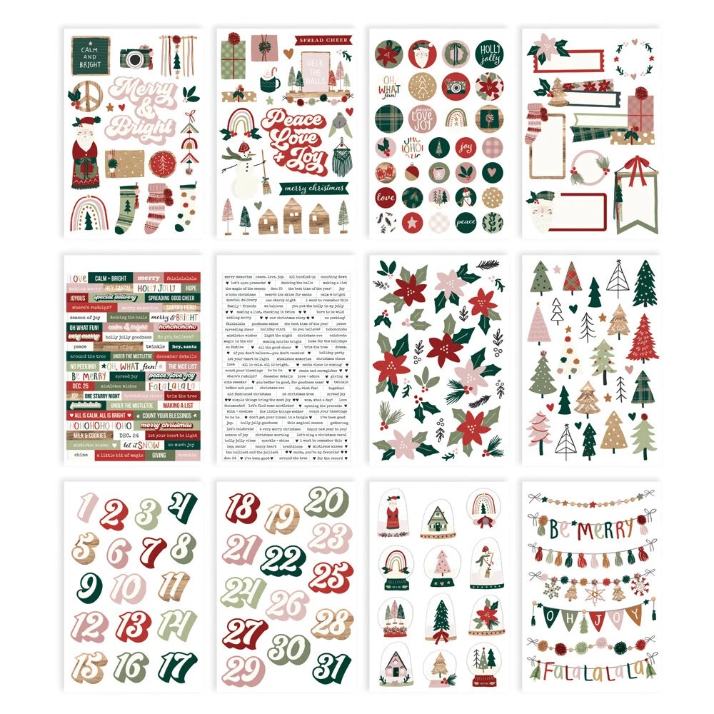 *** Simple Stories - BOHO CHRISTMAS Sticker Book - diářové samolepky
