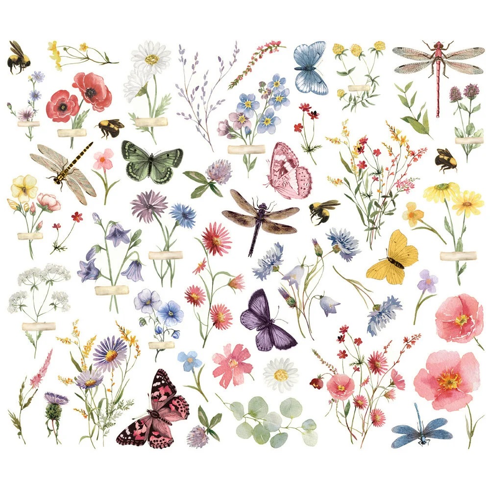 Simple Stories - SIMPLE VINTAGE MEADOW FLOWERS Floral Bits & Pieces - papírové výřezy