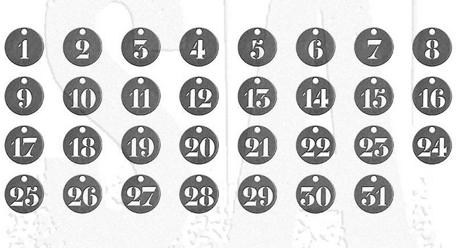 Tim Holtz - IDEA-OLOGY / NUMBER TOKENS - kovové ozdoby