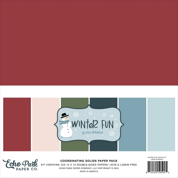Echo Park - WINTER FUN Solid Paper Pack - kompletní sada