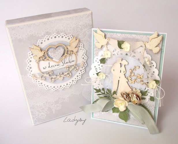 Wycinanka (398) - BEAUTIFUL WEDDING / SRDCE S HOLOUBKY - kartonové výřezy