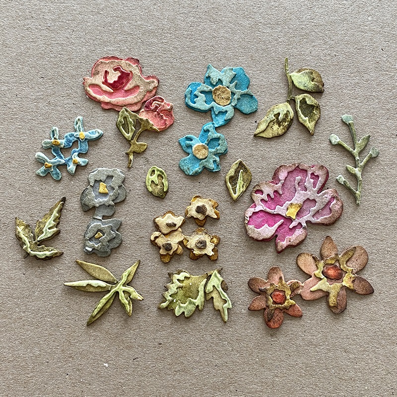 *** Sizzix - MINI BRUSHSTROKE FLOWERS - vyřezávací šablony