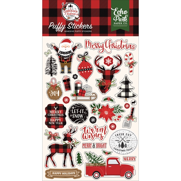 Echo Park - A LUMBERJACK CHRISTMAS Puffy Stickers - 3D samolepky