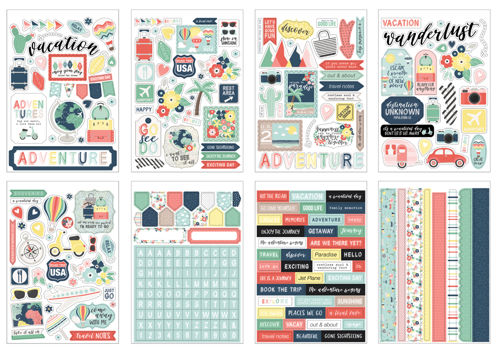 *** Echo Park - AWAY WE GO Sticker Book - samolepky (1/2 sady)