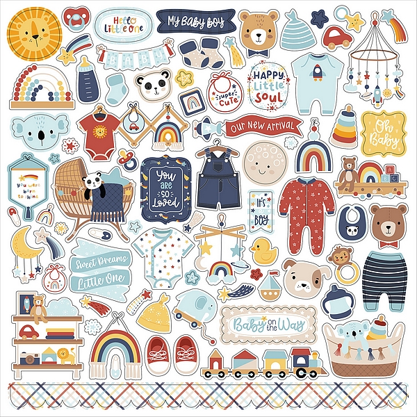 Echo Park - BABY ON BOARD / BOY Element Stickers - samolepky